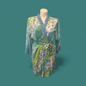 Oscar de la Renta Vibrant Blue and Green Robe